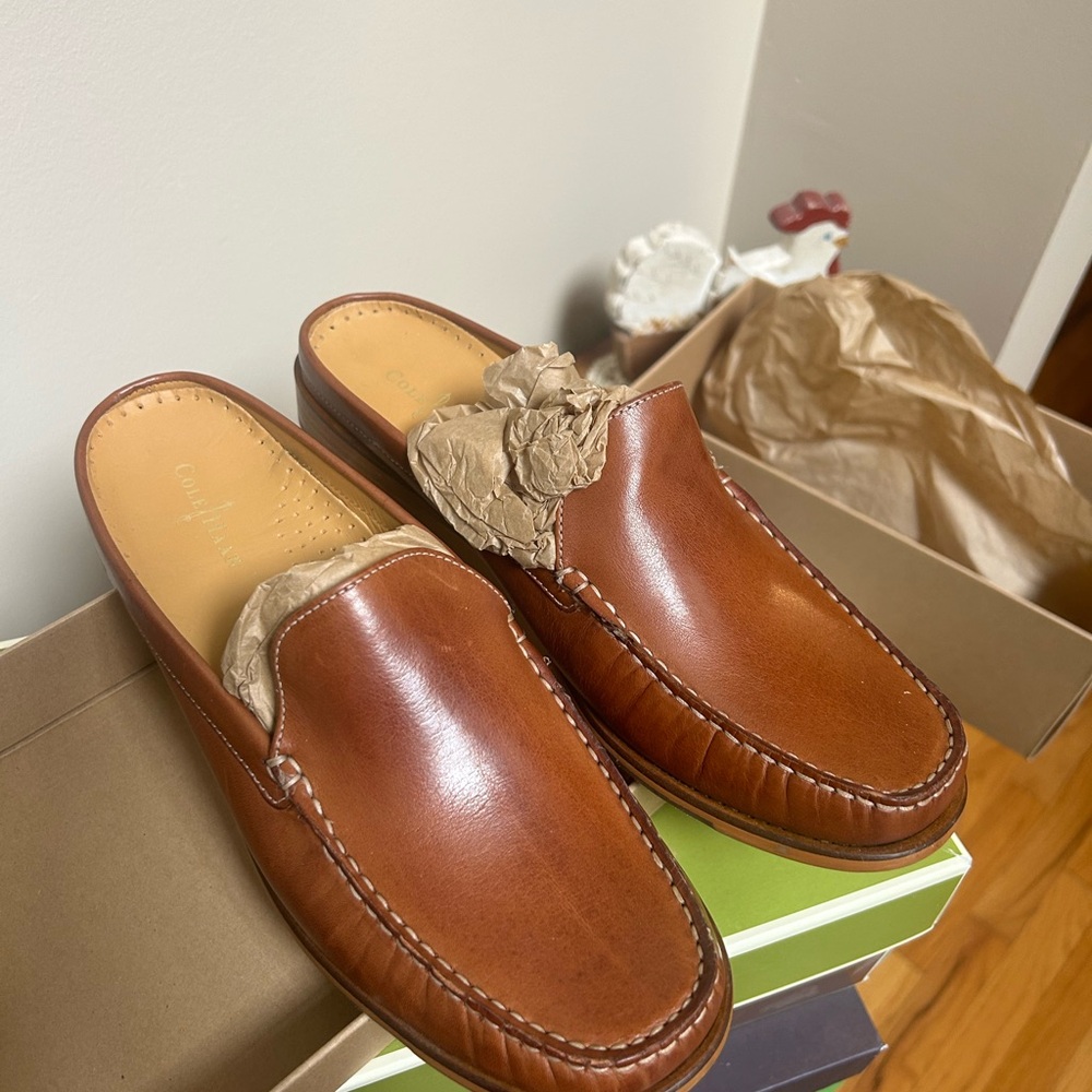 Cole Haan Brown Leather Slip-On Mules